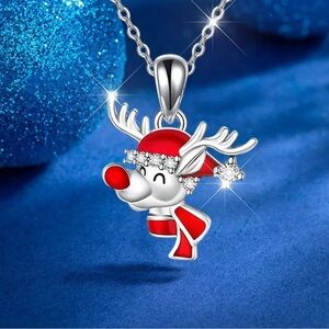 Festive Reindeer Pendant Necklace- NIP